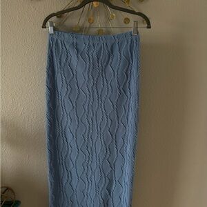 SHEIN Blue Wave Pattern Pencil Skirt